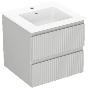 Mexen Rivel 50 см шкаф за баня с мивка Otis, 2 чекмеджета, релефен, сив мат/бял (91A20-05047-2-BFF62-W18M01)