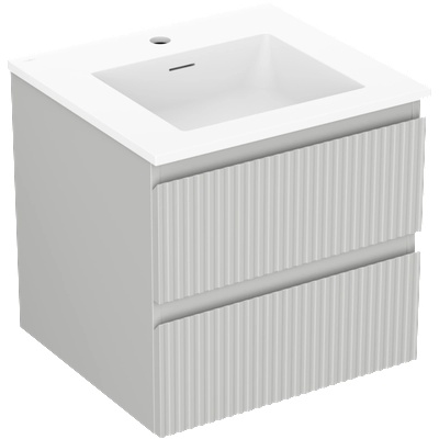 Mexen Rivel 50 см шкаф за баня с мивка Otis, 2 чекмеджета, релефен, сив мат/бял (91A20-05047-2-BFF62-W18M01)