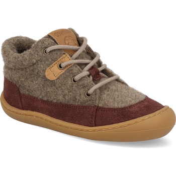 Develab Barefoot dětské kotníkové boty Firststep Sft Shoe Laces Burgundy vínové