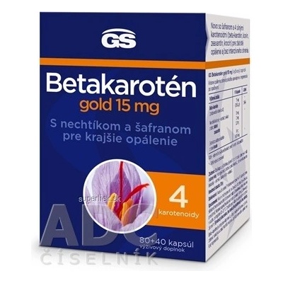 GS Betakarotén gold 15 mg s nechtíkom a šafranom 80 + 40 120 kapsúl