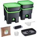 Skaza Bokashi Organko Set dvou kompostérů černá zelená + 1 kg směsi