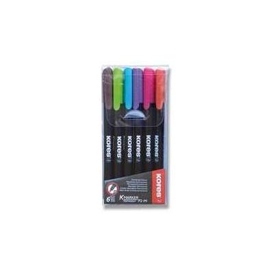 Permanentný popisovač Kores K-Marker súprava 6 farieb, tenký hrot M