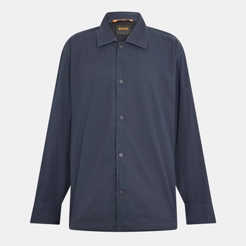 Boss Риза с дълъг ръкав Boss Men's Labib Cotton Long Sleeve Water Resistant Overshirt - Dark Blue