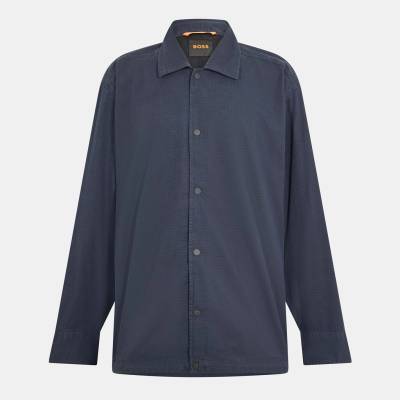 Boss Риза с дълъг ръкав Boss Men's Labib Cotton Long Sleeve Water Resistant Overshirt - Dark Blue