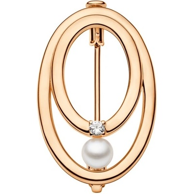 Gaura Pearls stříbrná brož s bílou perlou Diona Gold SK24340GBR/W Zlatá Bílá