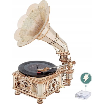 Robotime Rokr Dřevěný Gramofon 3D LKB01 424ks