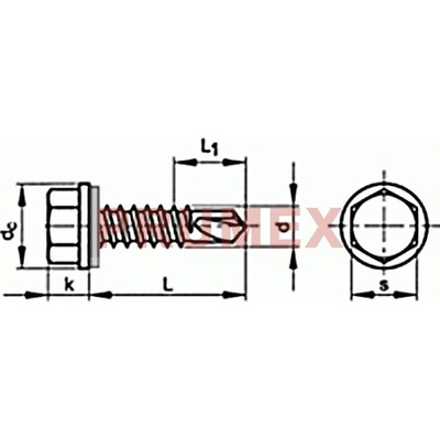 Šroub TEX šestihranný s límcem DIN 7504K 4,8x90 pozink+podložka – Sleviste.cz