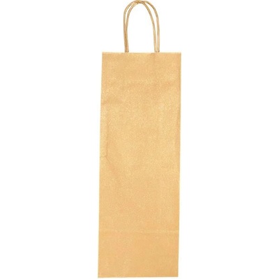 Harmanec K Papierová taška na víno 140x80x390,mm zlatá, krútené ušká vo farbe