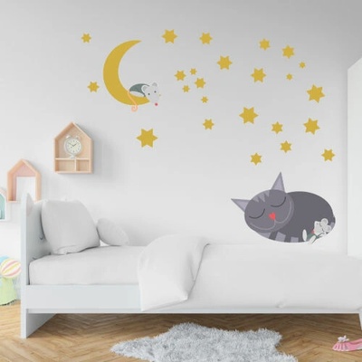 Nálepky na stenu spiaca mačka - Plotbase, s.r.o., 120x50cm