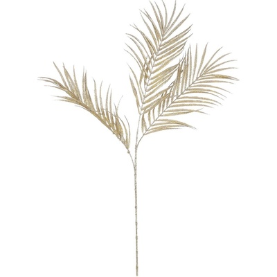 LAALU Vánoční dekorace - list s glitery, champagne, 75 cm