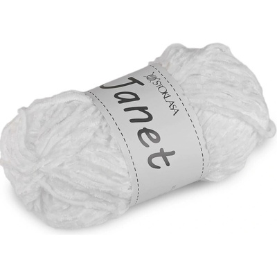 Pletací žinylková příze Janet 100 g Varianta: 1 bílá, Balení: 1 ks 60668/156964/281853