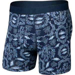 Saxx Мъжко синтетично термобельо Saxx Droptemp Cooling Cotton Boxer Brief Fly Everyday base layer - Backsplash / Dark Ink (014-2472-0613)