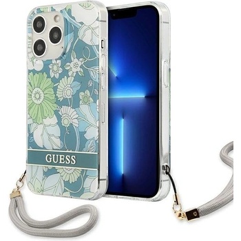 GUESS Kейс Guess GUHCP13XHFLSN за iPhone 13 Pro Max 6.7", зелен, твърд, Flower Strap (GUE001985-0)