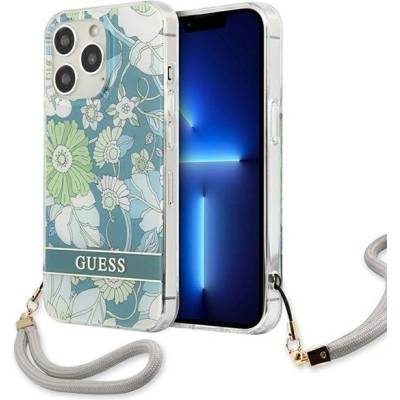 GUESS Kейс Guess GUHCP13XHFLSN за iPhone 13 Pro Max 6.7", зелен, твърд, Flower Strap (GUE001985-0)
