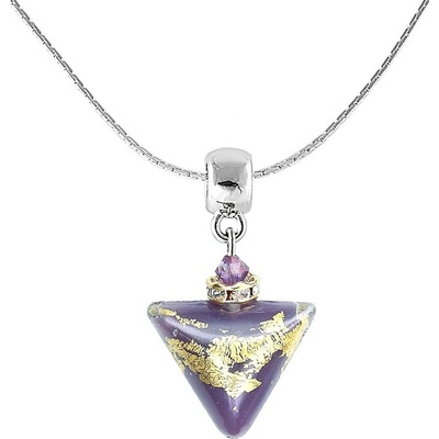 Lampglas Nádherný náhrdelník purple triangle s 24-karátovým zlatom v perle NTA10