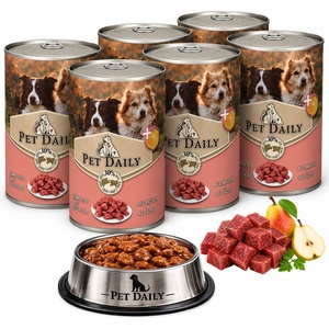 Pet Daily Dog Пълноценна Мокра Храна за Кучета Мултипак, Говеждо и Круша 6x1240g (42621x6)