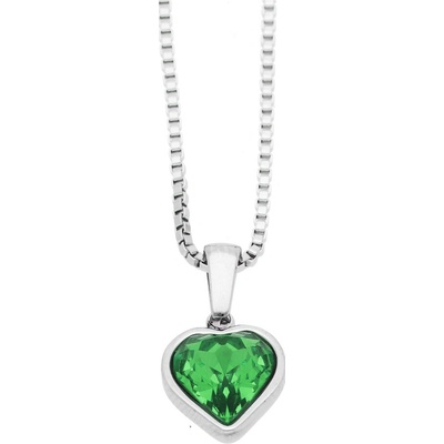 Ewena Řetízek s přívěskem srdíčka barva zelená FJ754