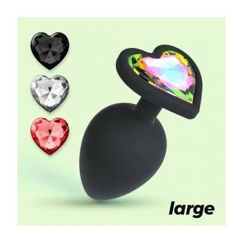 Boss of Toys Crushious Cuore Black Intimate Plug Large with 4 Changeable Jewels