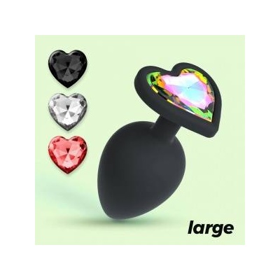 Boss of Toys Crushious Cuore Black Intimate Plug Large with 4 Changeable Jewels