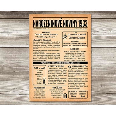 Narozeninové noviny 1933 - 1 strana