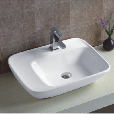 Inter Ceramic Умивалник за баня 8179, бял гланц за плот или мебел 59х45см (icb 879)