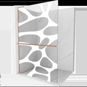 Mexen Kioto+ L душ параван със стойка Walk-in 70 x 200 cm, бяла вълна, полирана мед - 800-070-123-65-97 (800-070-123-65-97)