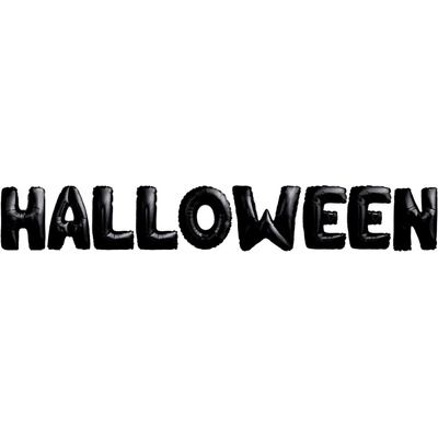 PartyDeco Fóliový balónkový nápis HALLOWEEN ČERNÝ 230x35 cm