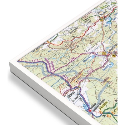 KČT 56 Nízký Jeseník - nástěnná turistická mapa 90 x 60 cm Varianta: mapa v hliníkovém rámu, Provedení: bílý rám