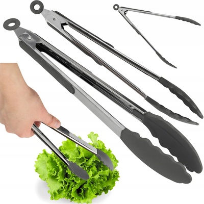 Kliešte na grilovanie, kovové, kuchynské, na mäso, ryby, šaláty, univerzálne, XXL, 30 cm
