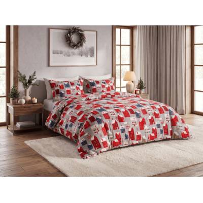 Textilomanie Obliečky z mikrovlákna WINTER COTTAGE sivé 2x70x90 200x220