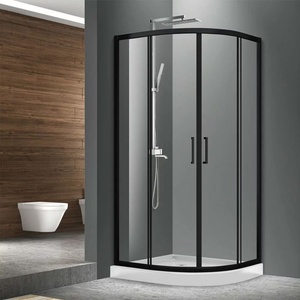 Fluminia Mediterraneo Meda полукръгла душ кабина с плъзгащи се врати 90x90 черна (S02QR01BL 90X200)