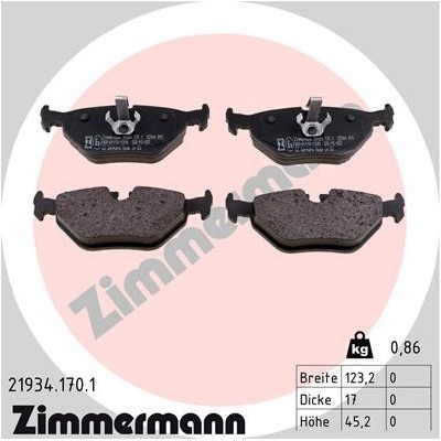 Sada brzdových destiček, kotoučová brzda ZIMMERMANN 21934.170.1