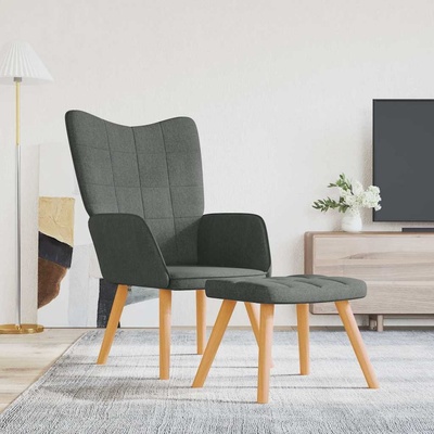 VidaXL 327931 relaxační se stoličkou tmavě šedá textil