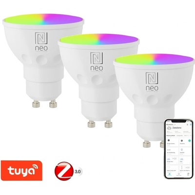IMMAX NEO SMART sada 3x LED žárovka GU10 4,8W RGB+CCT barevná a bílá, stmívatelná, Zigbee, TUYA