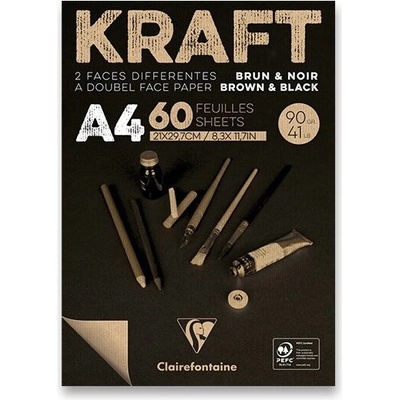 Clairefontaine Blok Brown & Black Kraft A4 60 listov 90 g
