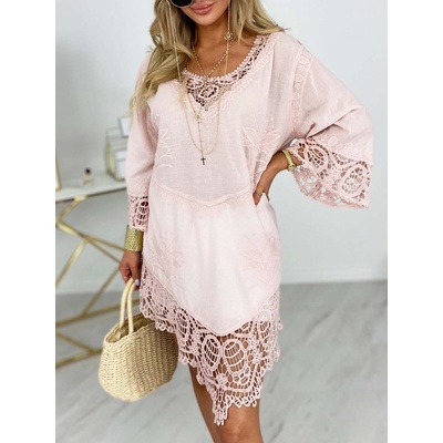 Fashionweek tunika v boho štýle zdobená prelamovanou čipkou IT-Boho coral