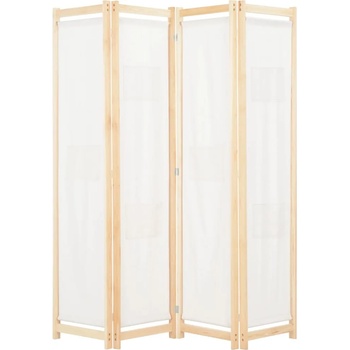 vidaXL Параван за стая, 4 панела, кремав, 160x170x4 cм, текстил (248173)