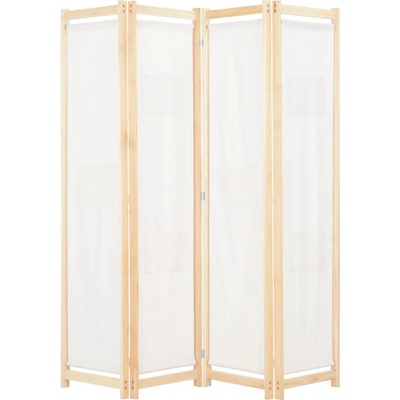 vidaXL Параван за стая, 4 панела, кремав, 160x170x4 cм, текстил (248173)