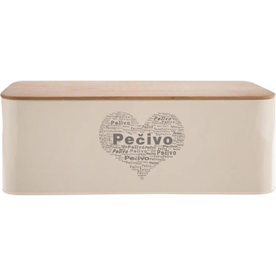 Chlebník Pečivo SRDCE – 42×22,5×16 cm, hranatý chlebník s dreveným viečkom