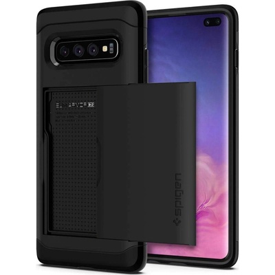 Spigen Slim Armor CS Case - хибриден кейс с отделение за кр. карти и най-висока степен на защита за Samsung Galaxy S10 Plus (черен)