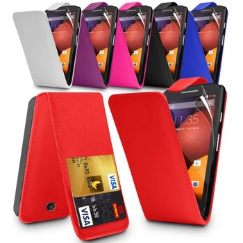 Image 1 of Motorola Moto E/Dual Флип Кожен Калъф + Скрийн Протектор