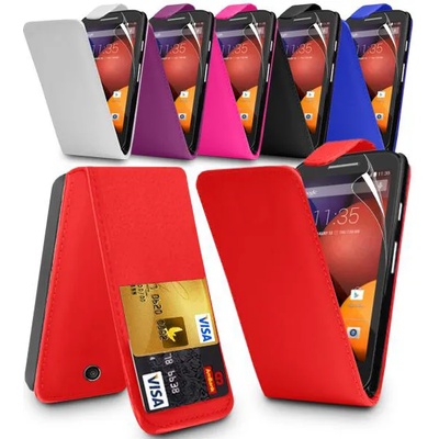 Motorola Moto E/Dual Флип Кожен Калъф + Скрийн Протектор