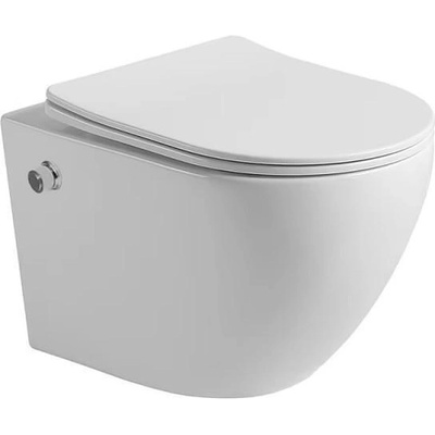 Inter Ceramic Конзолна тоалетна чиния 4937W BIDET, Inter Ceramic, седалка и капак, порцелан, бял гланц, с биде, 36х49х36см (4937W BIDET)