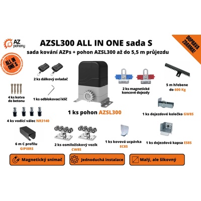 AZSL300 ALL IN ONE sada S - KOVÁNÍ AZPs + Pohon AZSL300 až do 5,5 m průjezdu (s dopravou zdarma)