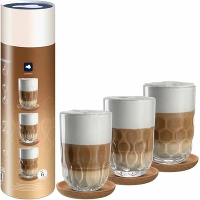 Leonardo poháre na latte s tanierikmi Gocce 6 x 390 ml