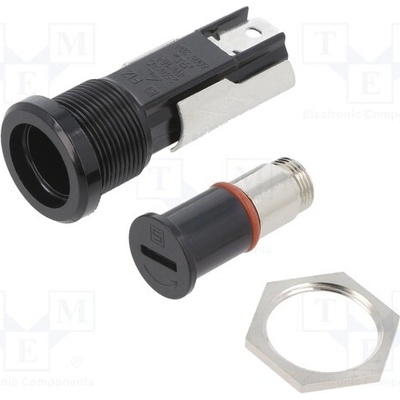 SCHURTER 0031.2201 Zásuvka; 16A; 250VAC; FIZ; na panel; černá; UL94V-0; termoplast