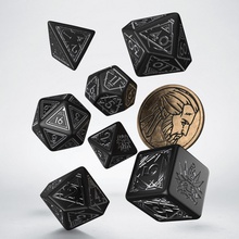 Sada 7 kostek The Witcher Dice Set Geralt černá a stříbrná