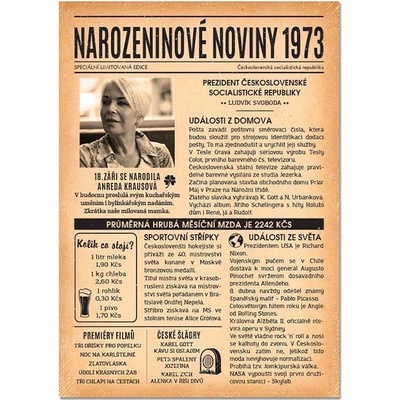 Narozeninové noviny 1973 - jednostranné (starší verze) – Zboží Mobilmania