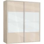 Bogdan Furniture G Двукрилен гардероб с плъзгащи врати Мебели Богдан Модел bm-ava 5, крем гланц със сонома