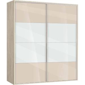 Bogdan Furniture G Двукрилен гардероб с плъзгащи врати Мебели Богдан Модел bm-ava 5, крем гланц със сонома - memo